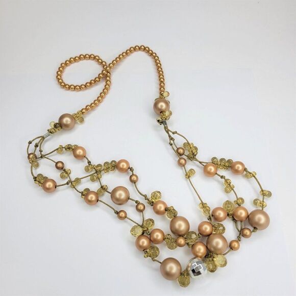 𝅺BEIGE Brown Bead Necklace - Picture 8 of 9